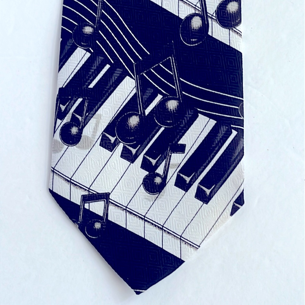 Men’s Tie Music Note Tie Black White Musical